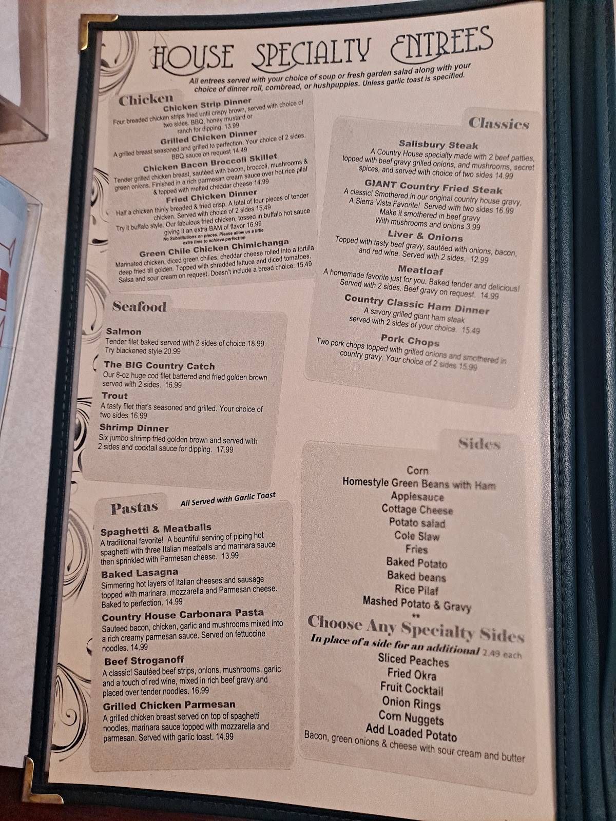 Menu at Country House Family Restaurant, Sierra Vista, AZ92
