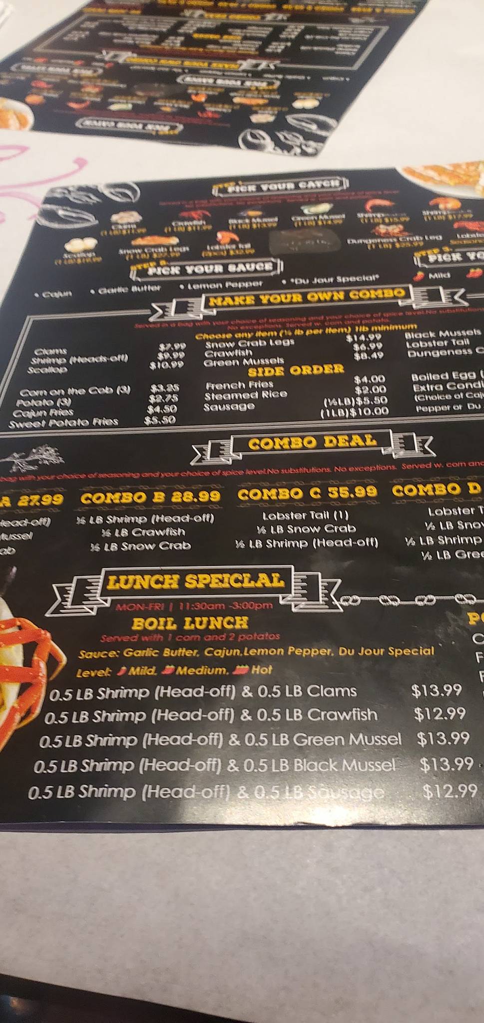 Menu at Crab Du Jour Asheville restaurant, Asheville