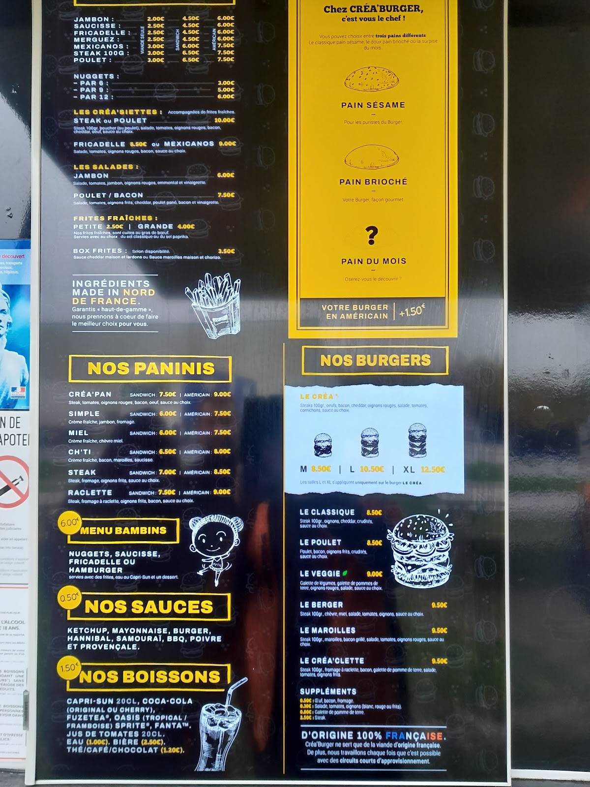 Menu de Créa Burger