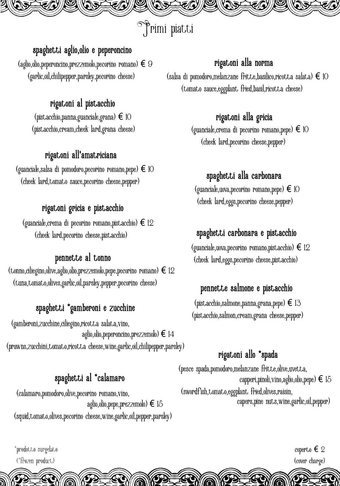 Menu di Cucina Casalinga "da Mimmo" 