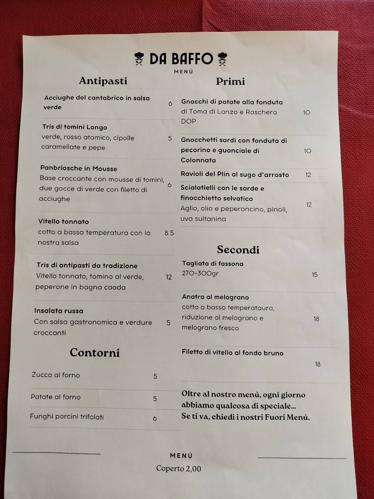 Menu di Da Baffo 