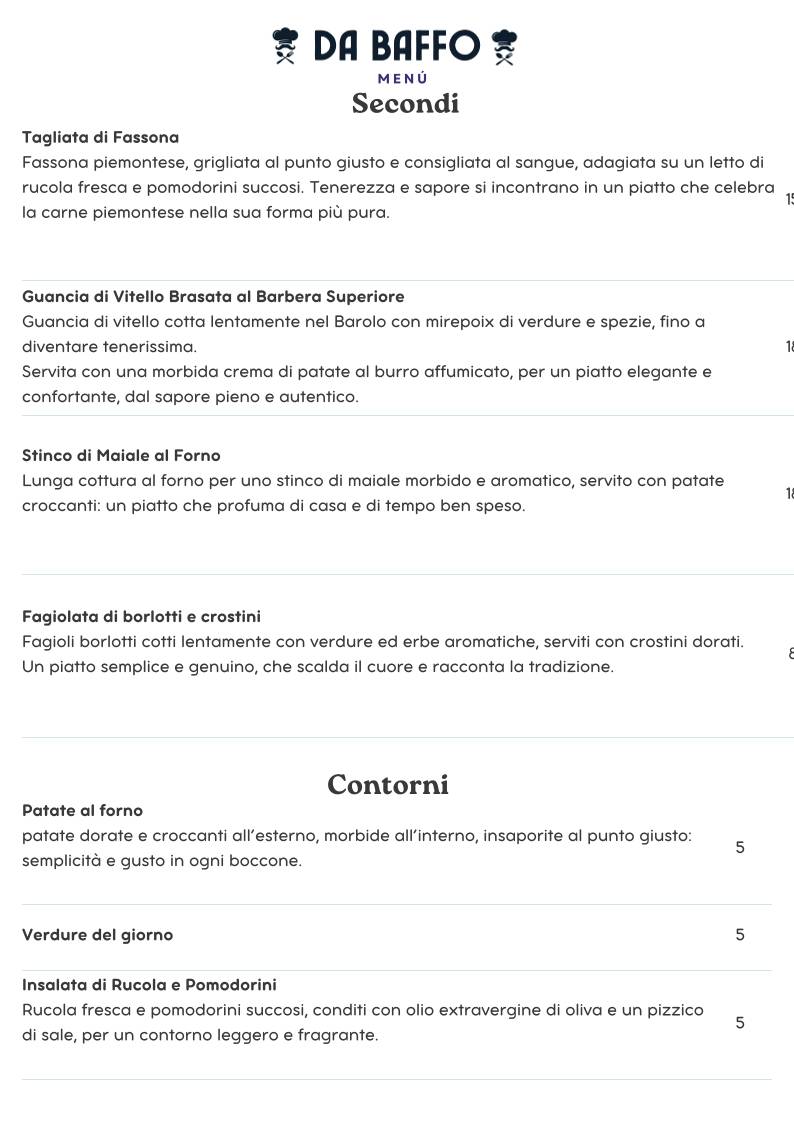 Menu di Da Baffo 