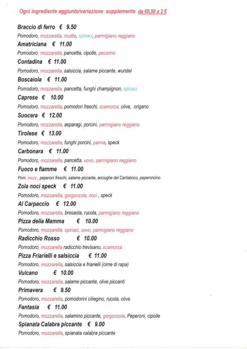 Menu di Da Domenico Pizzeria 