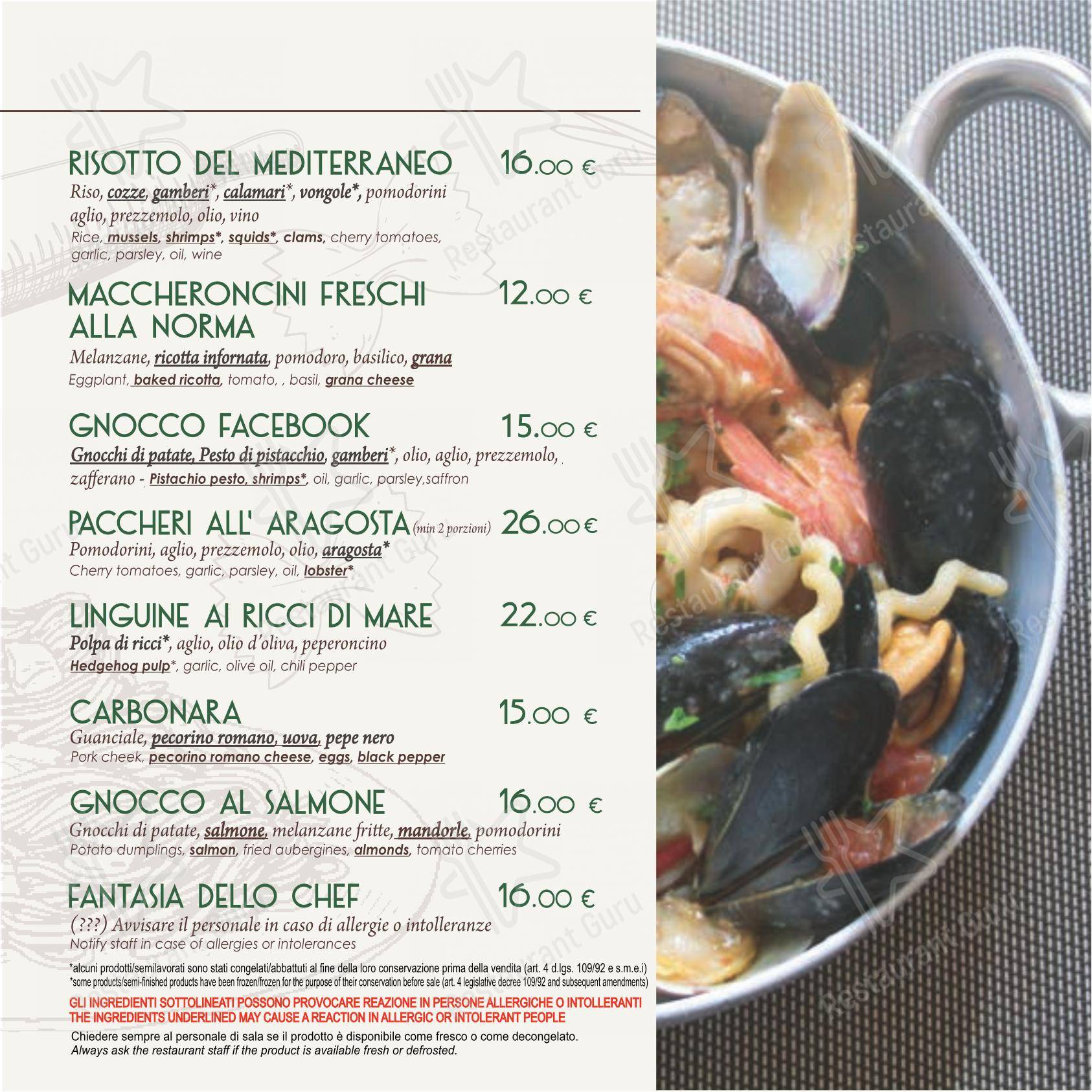 Menu per Da Onofrio Ristorante Pizzeria in Furci Siculo