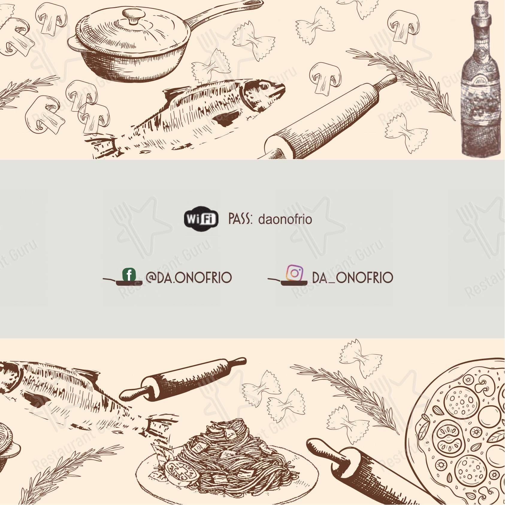 Menu di Da Onofrio Ristorante Pizzeria - Menu