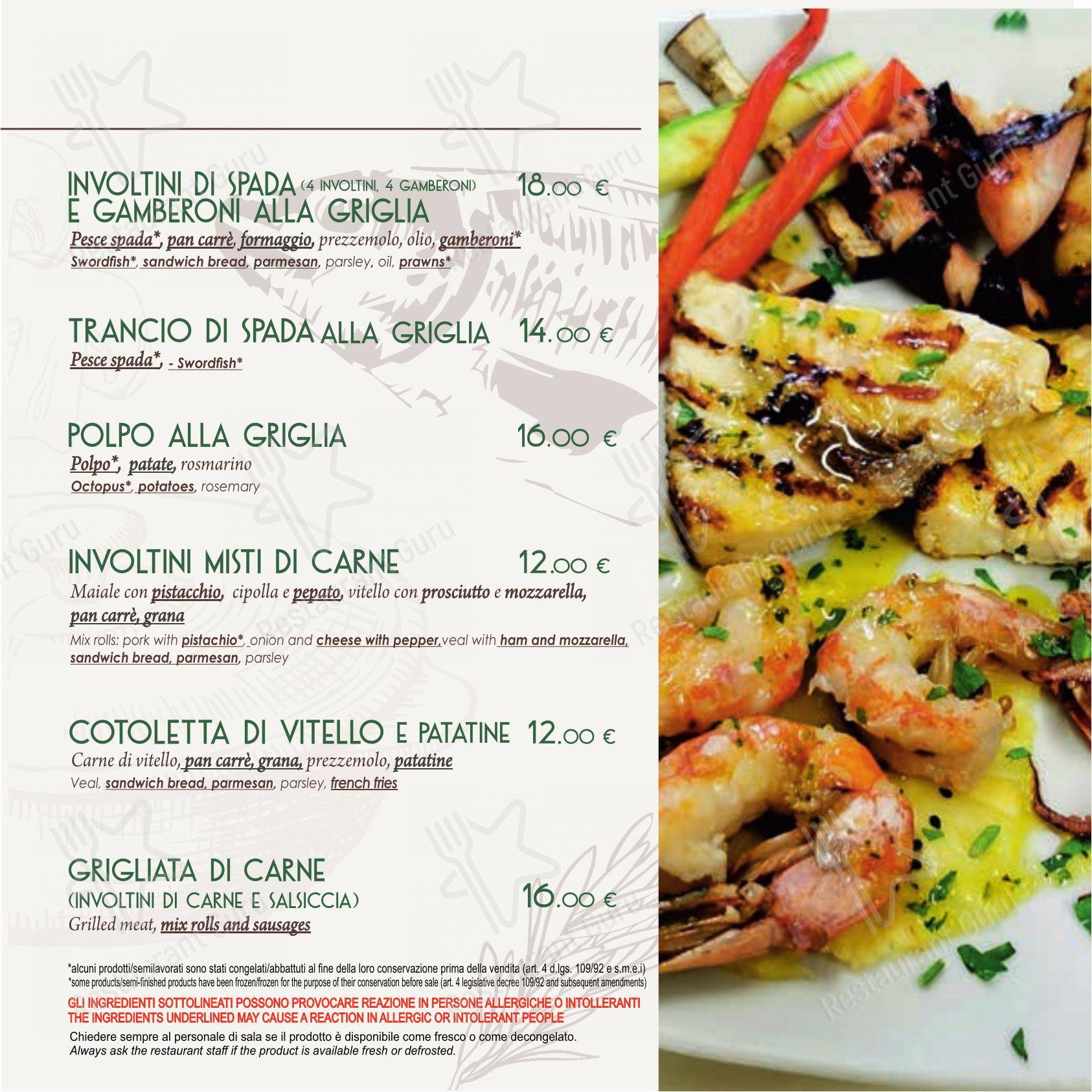 Da Onofrio Ristorante Pizzeria in Furci Siculo - Menu