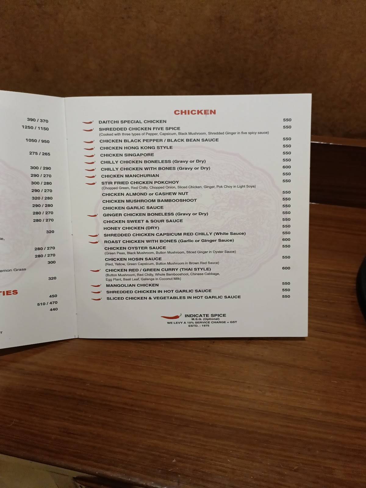Daitchi menu
