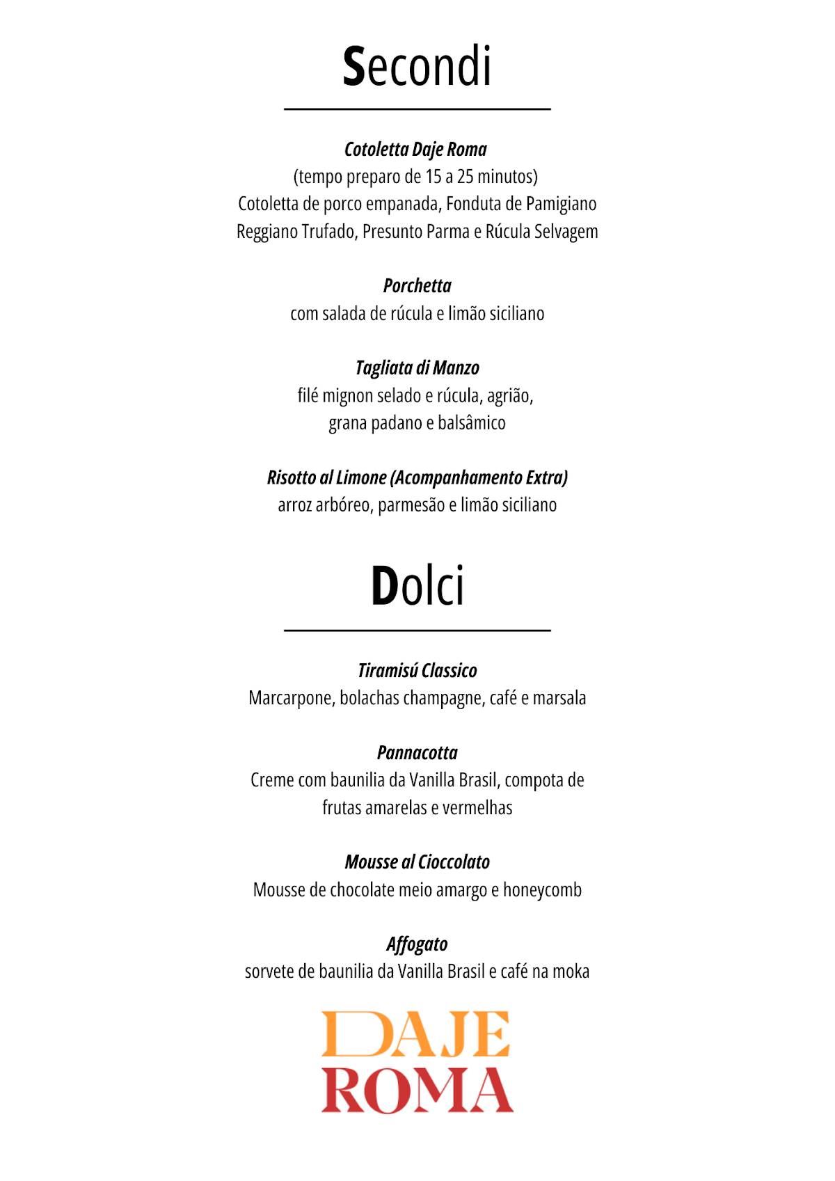 Daje Roma cardápio
