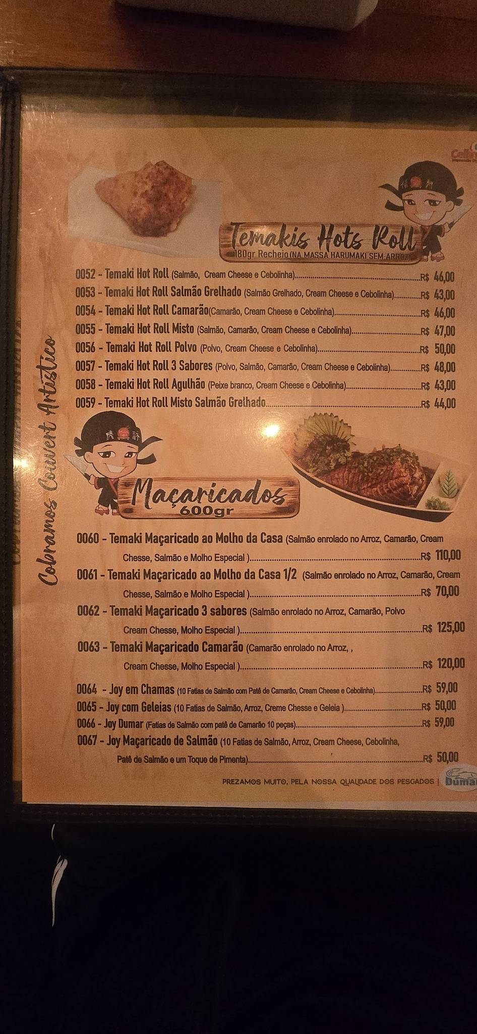 Daniel San cardápio