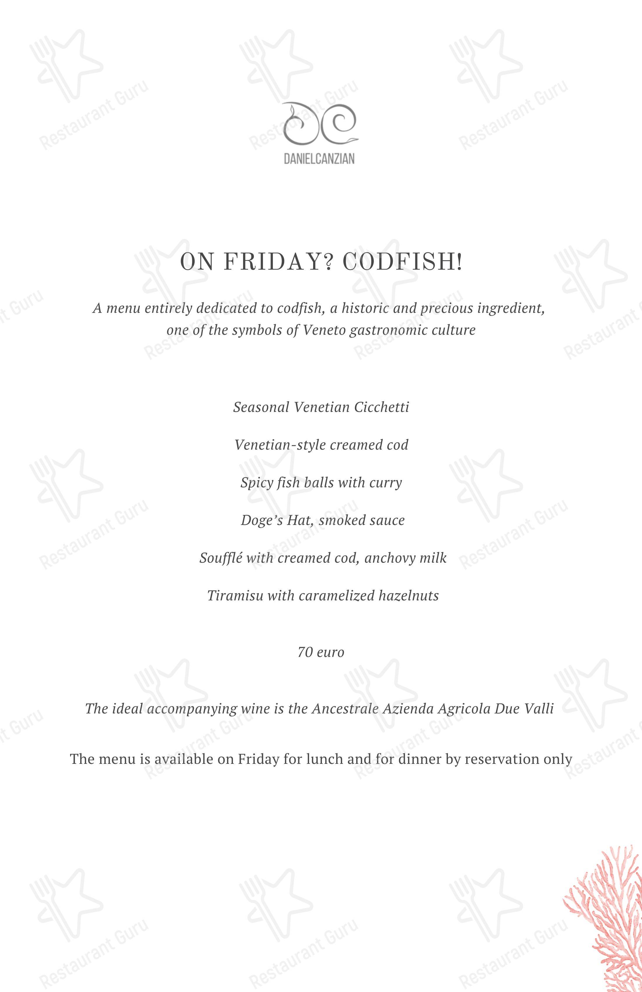 Menu di DanielCanzian Ristorante Milano - Lunch Menu