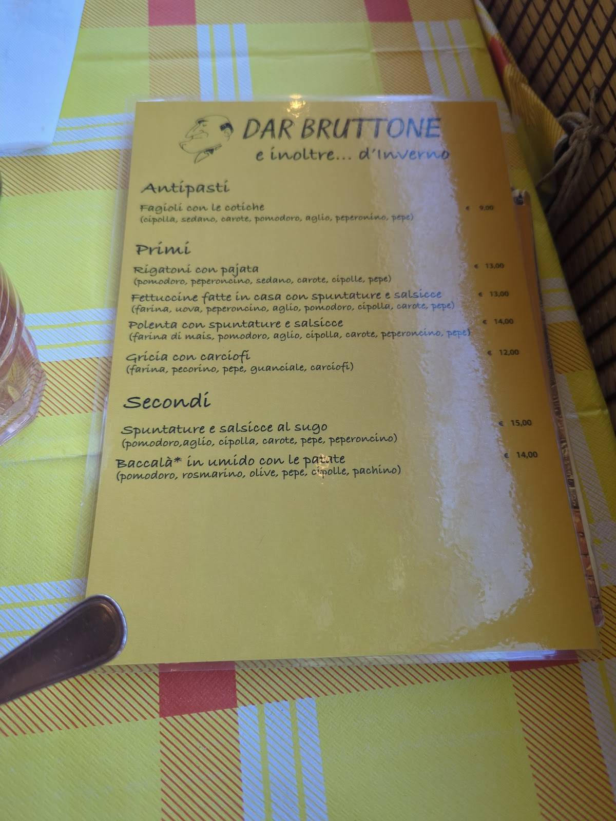 Menu de Dar Bruttone