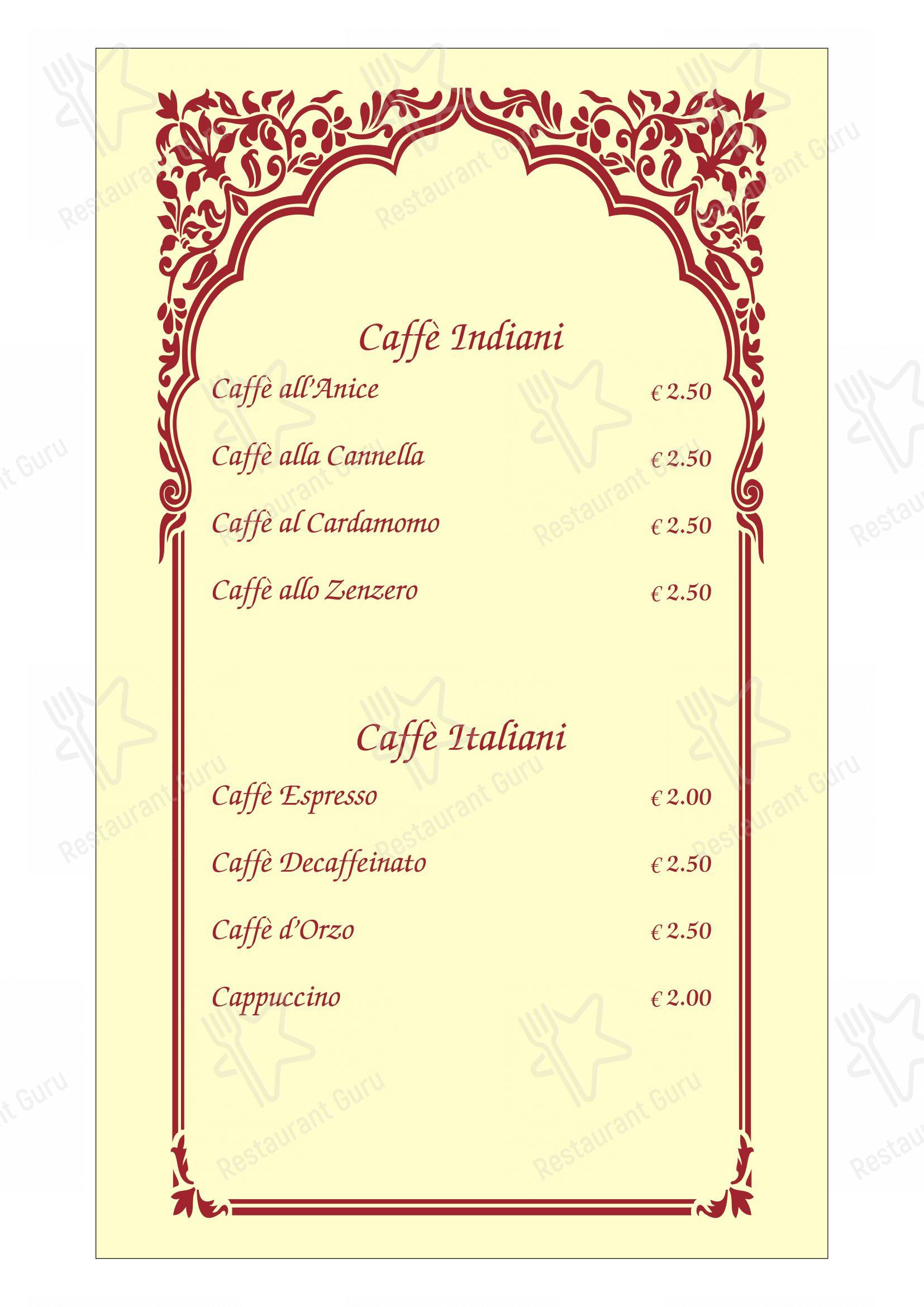 Menu di Ristorante indiano Dawat Torino - Menu bar