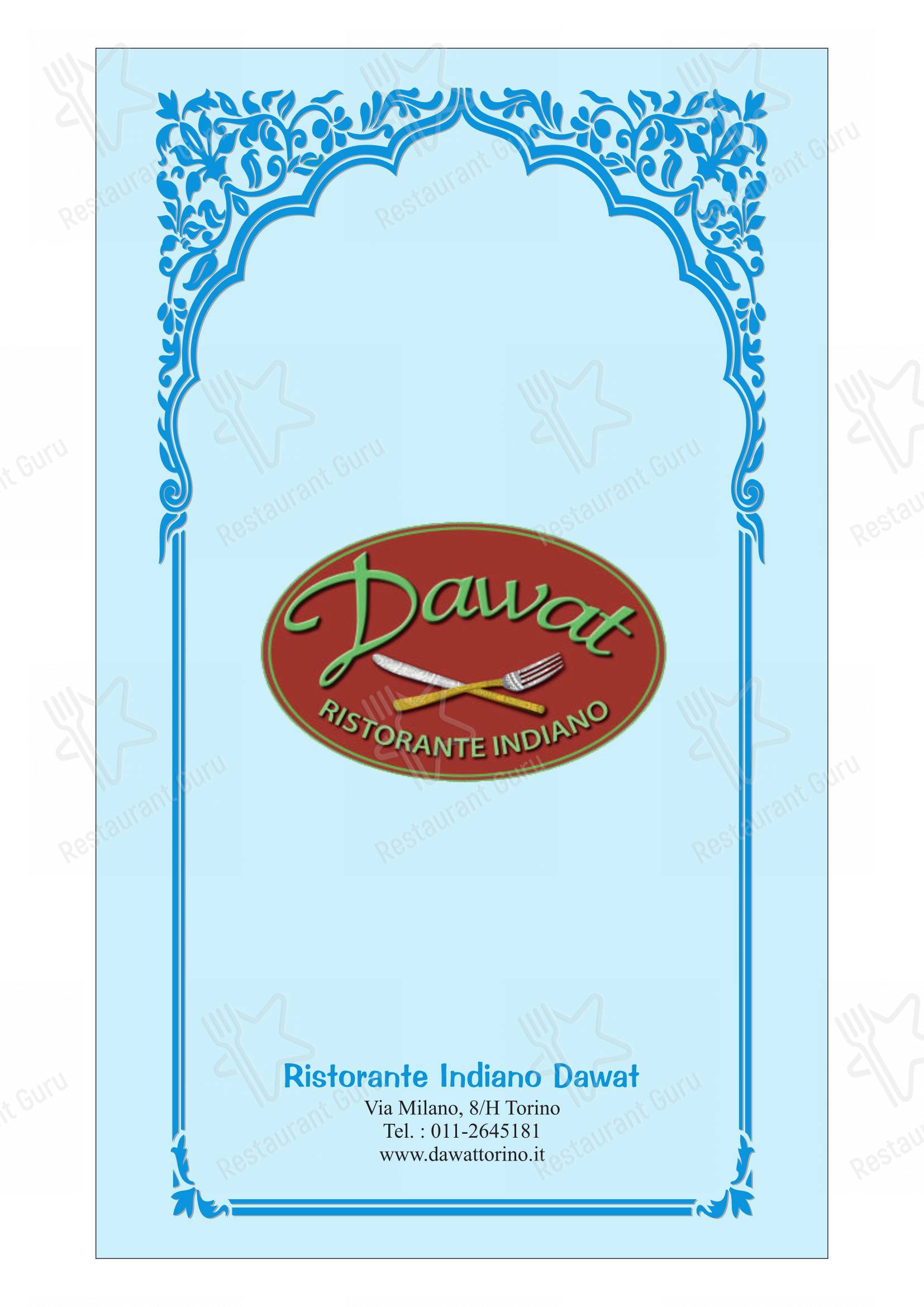 Menu di Ristorante indiano Dawat Torino - Menu