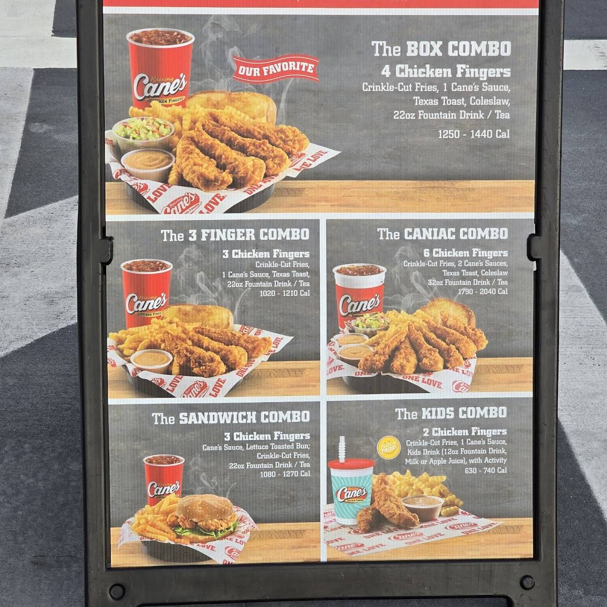 Menu at Raising Cane's Chicken Fingers fast food, Daytona Beach
