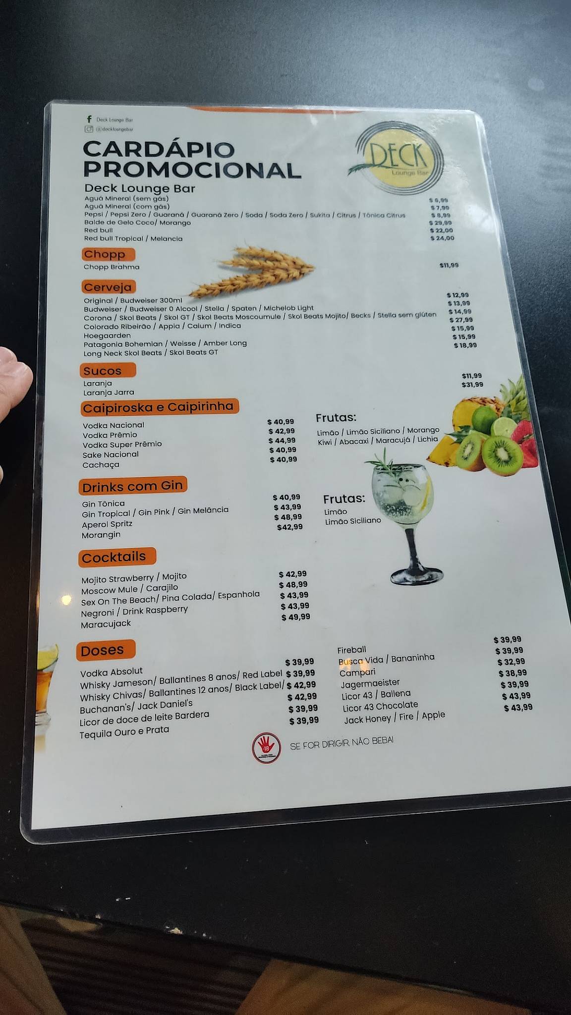 Deck Lounge Bar cardápio