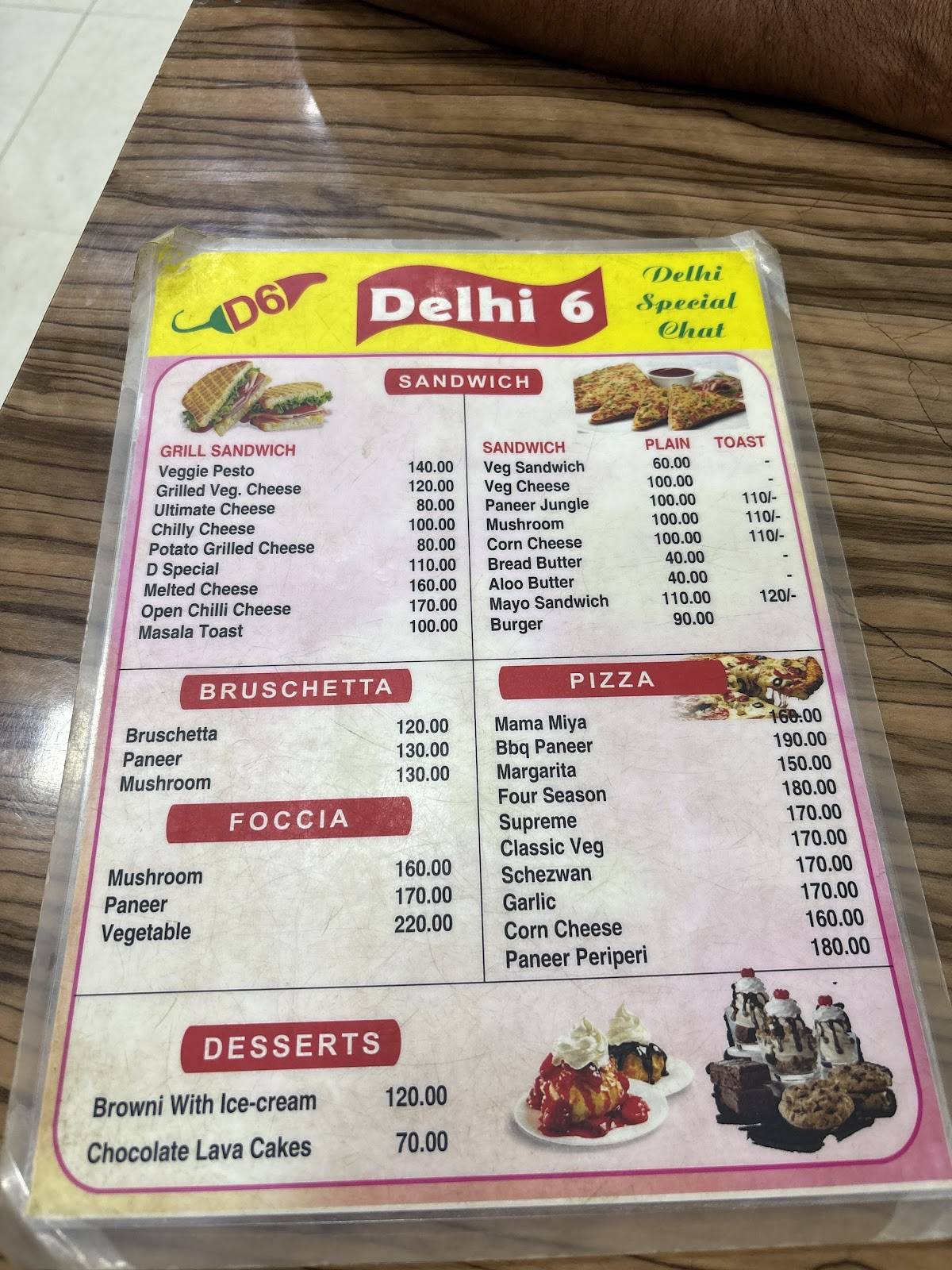 Delhi 6 menu