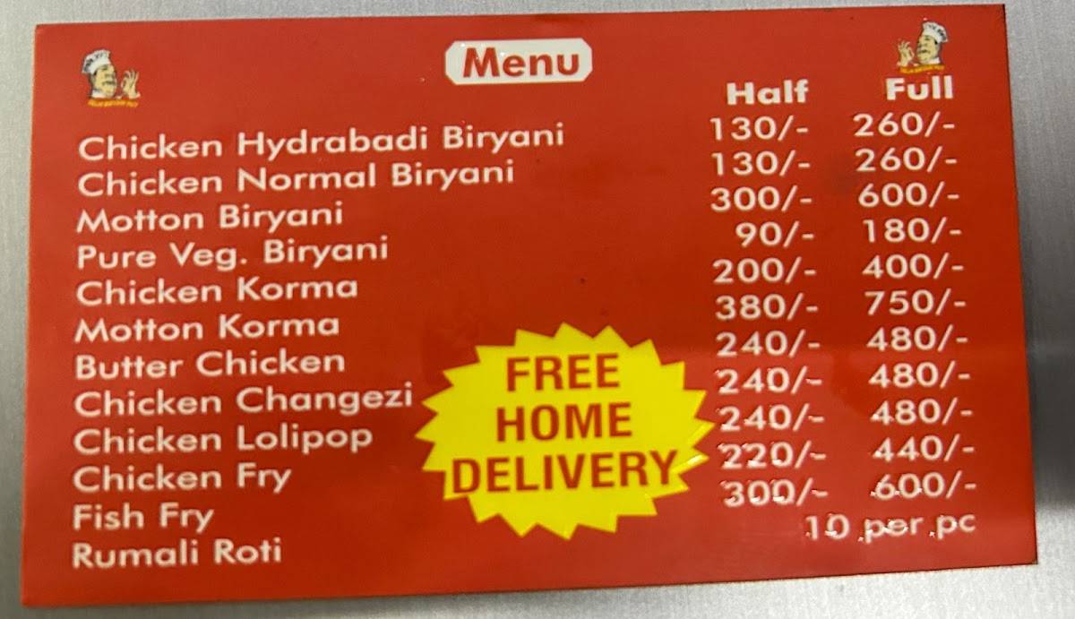 Delhi Biryani Hut menu