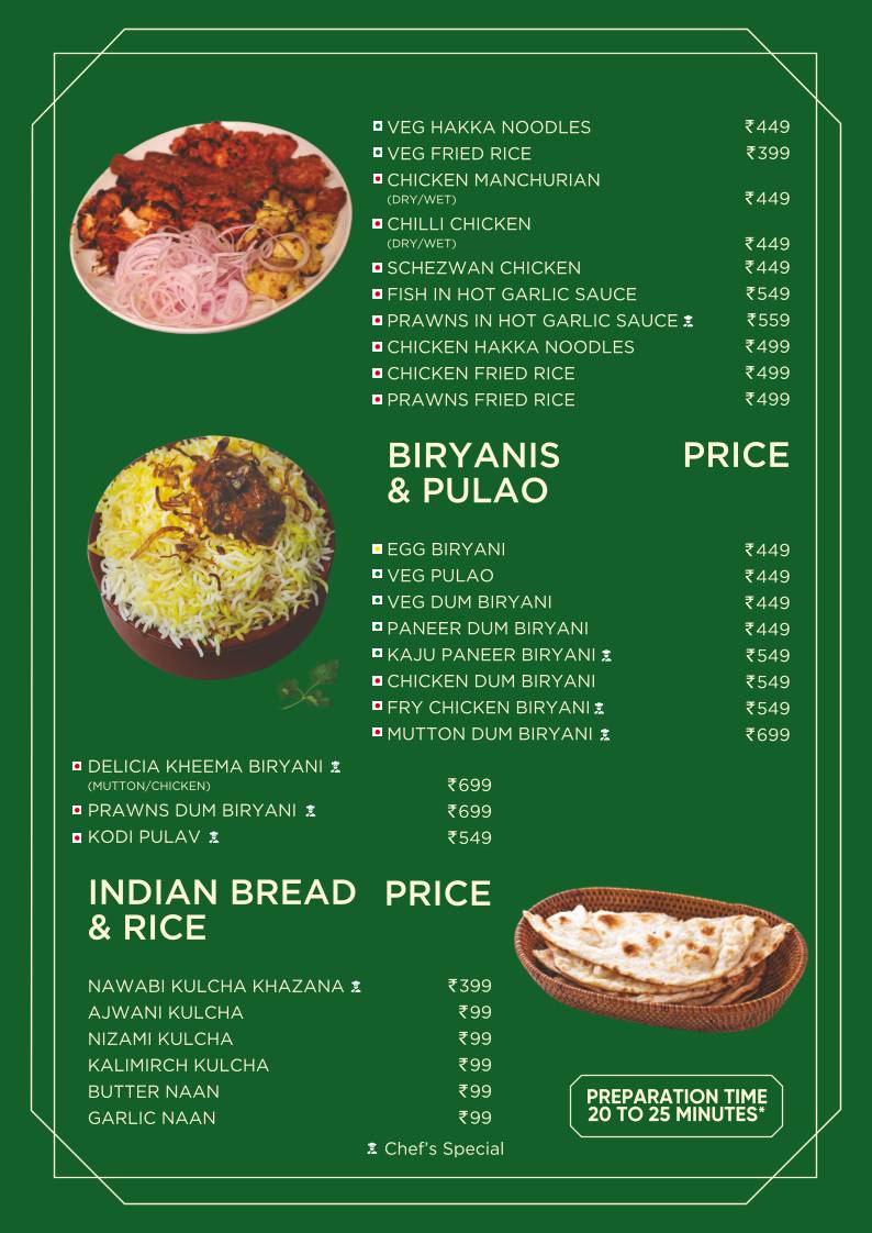 Delicia Multi Cuisine Restaurant menu