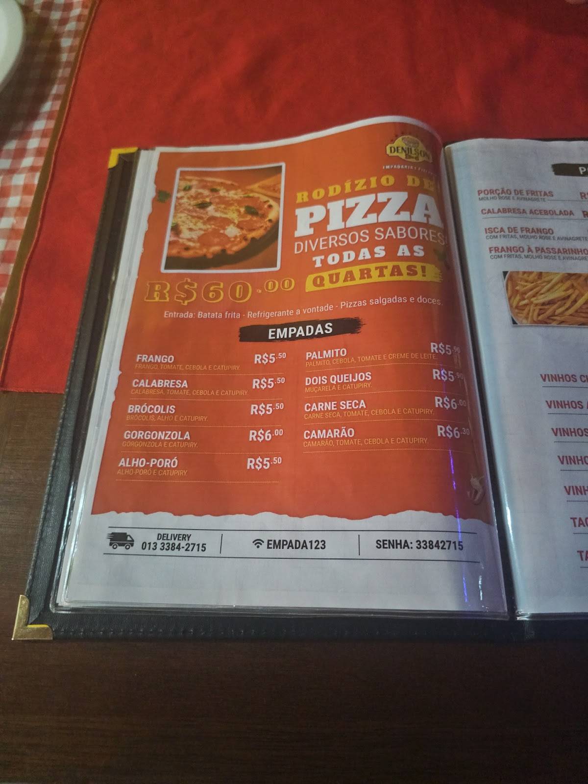Denilson Empadaria e Pizzaria cardápio