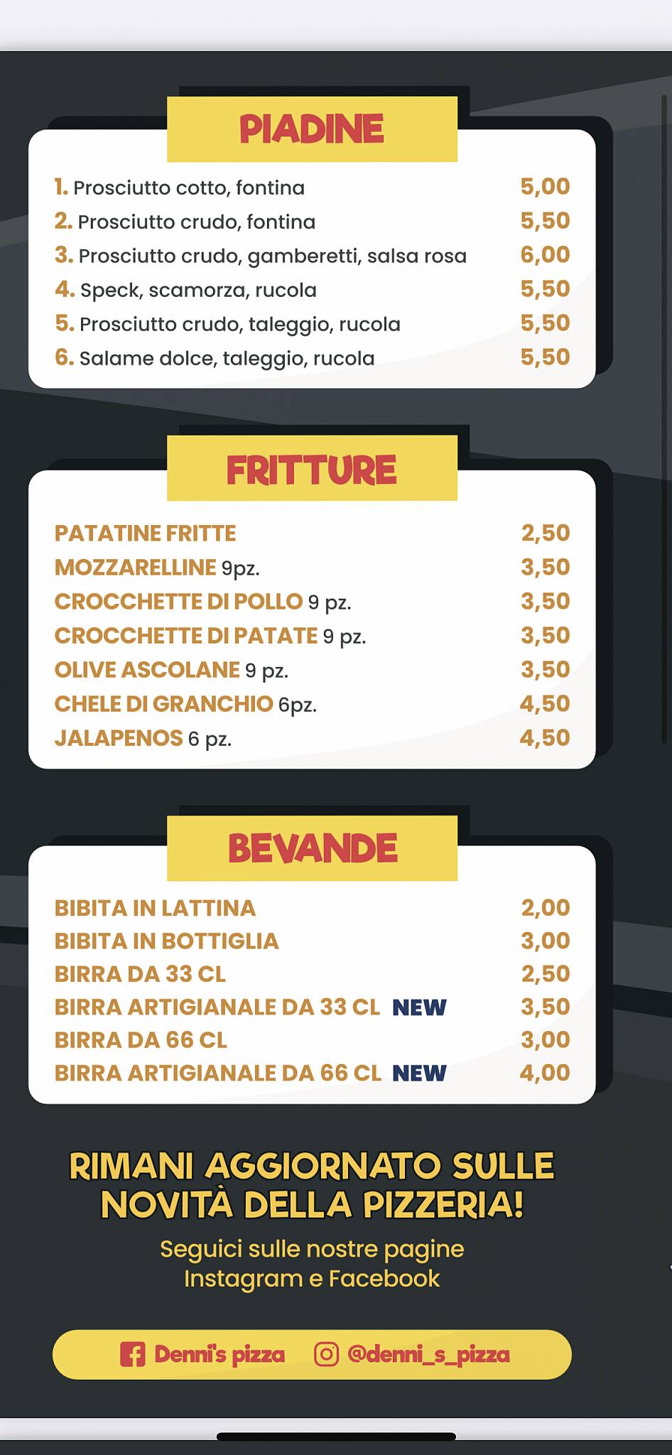 Menu di Denni's Pizza 