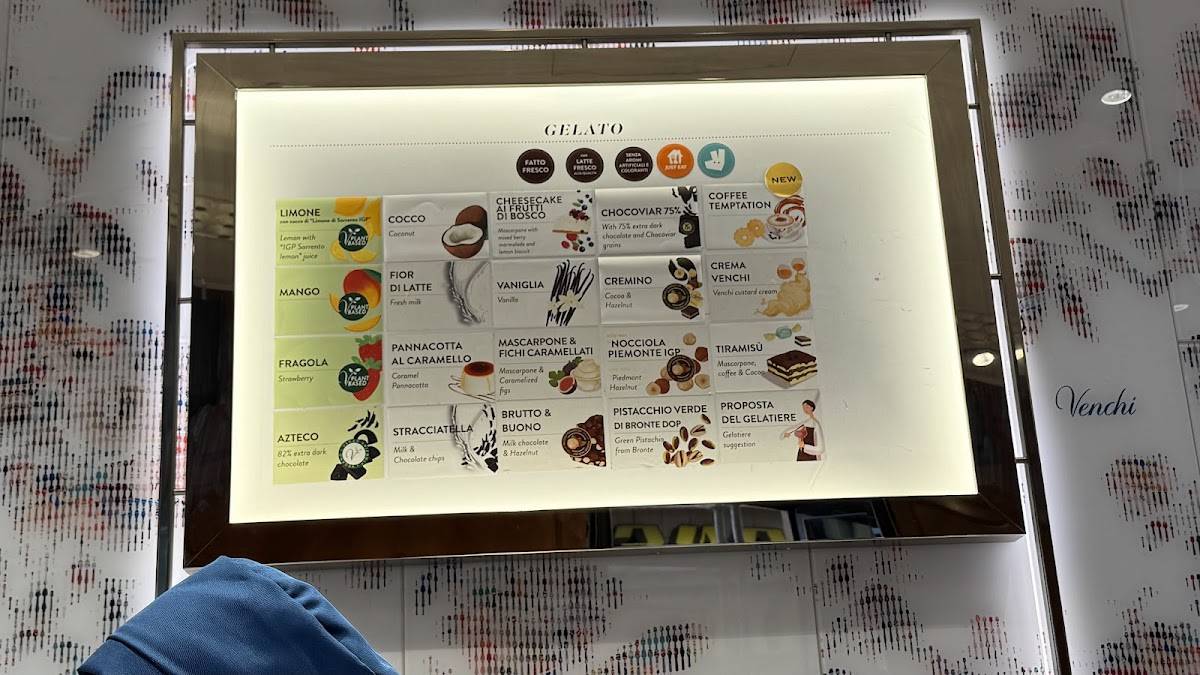 Menu di Venchi Cioccolato e Gelato, Roma Via degli Orfani, Pantheon 