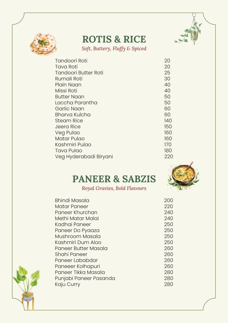 Dhara Cafe & Restaurant menu