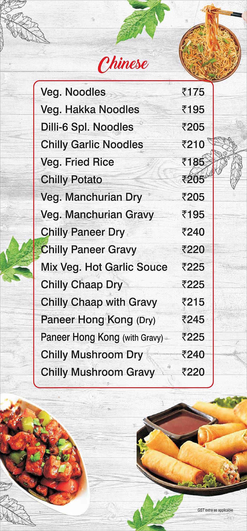 Dilli-6 Restaurant menu