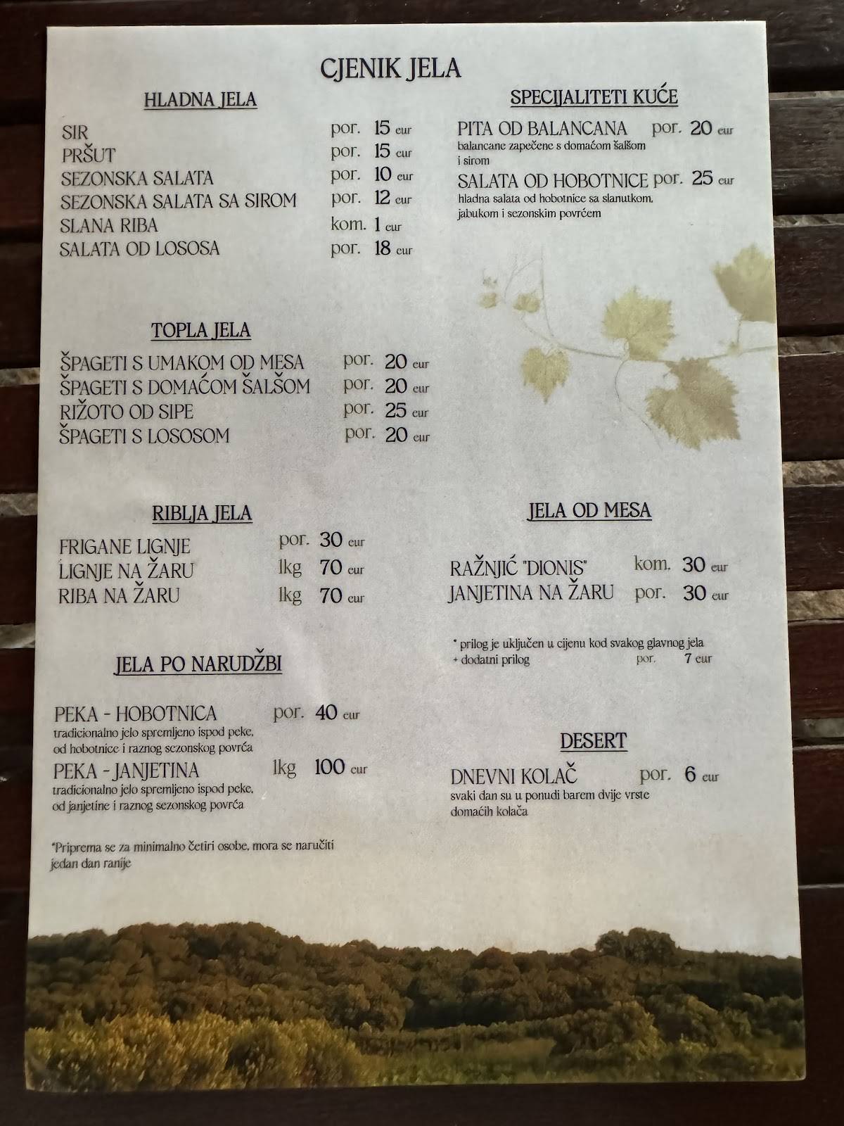 Menu di Dionis 