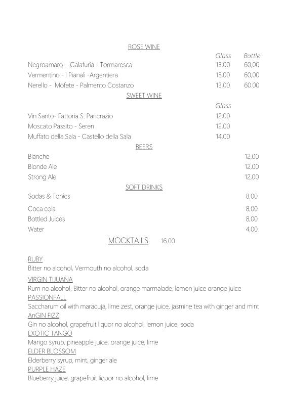 Menu di Divina Terrazza Rooftop Bar 
