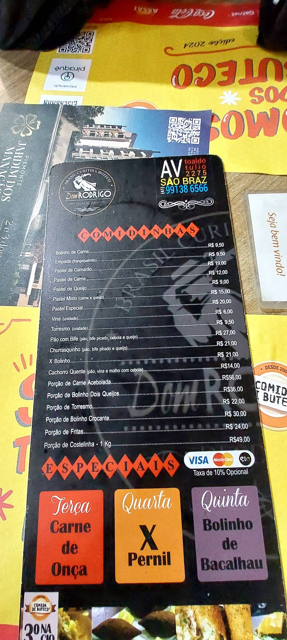 Dom Rodrigo Bar e Petiscaria cardápio