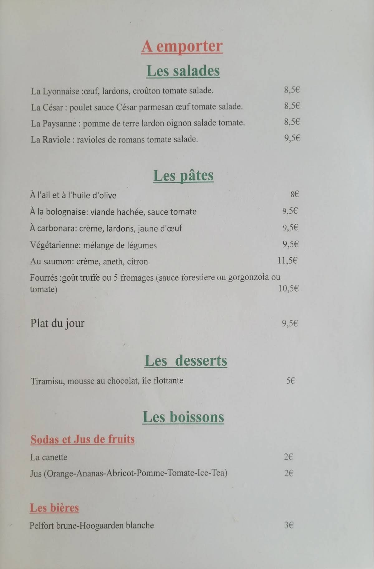 Menu de le Dompi
