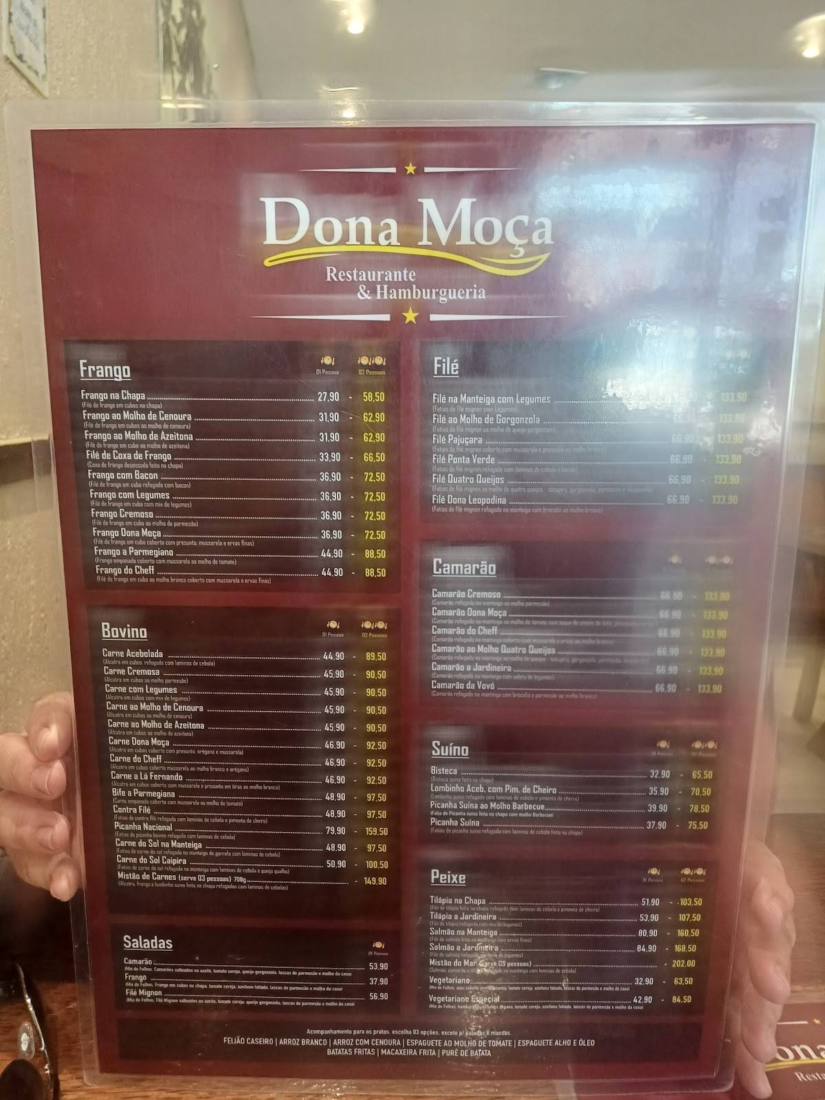 Dona Moça Restaurante cardápio