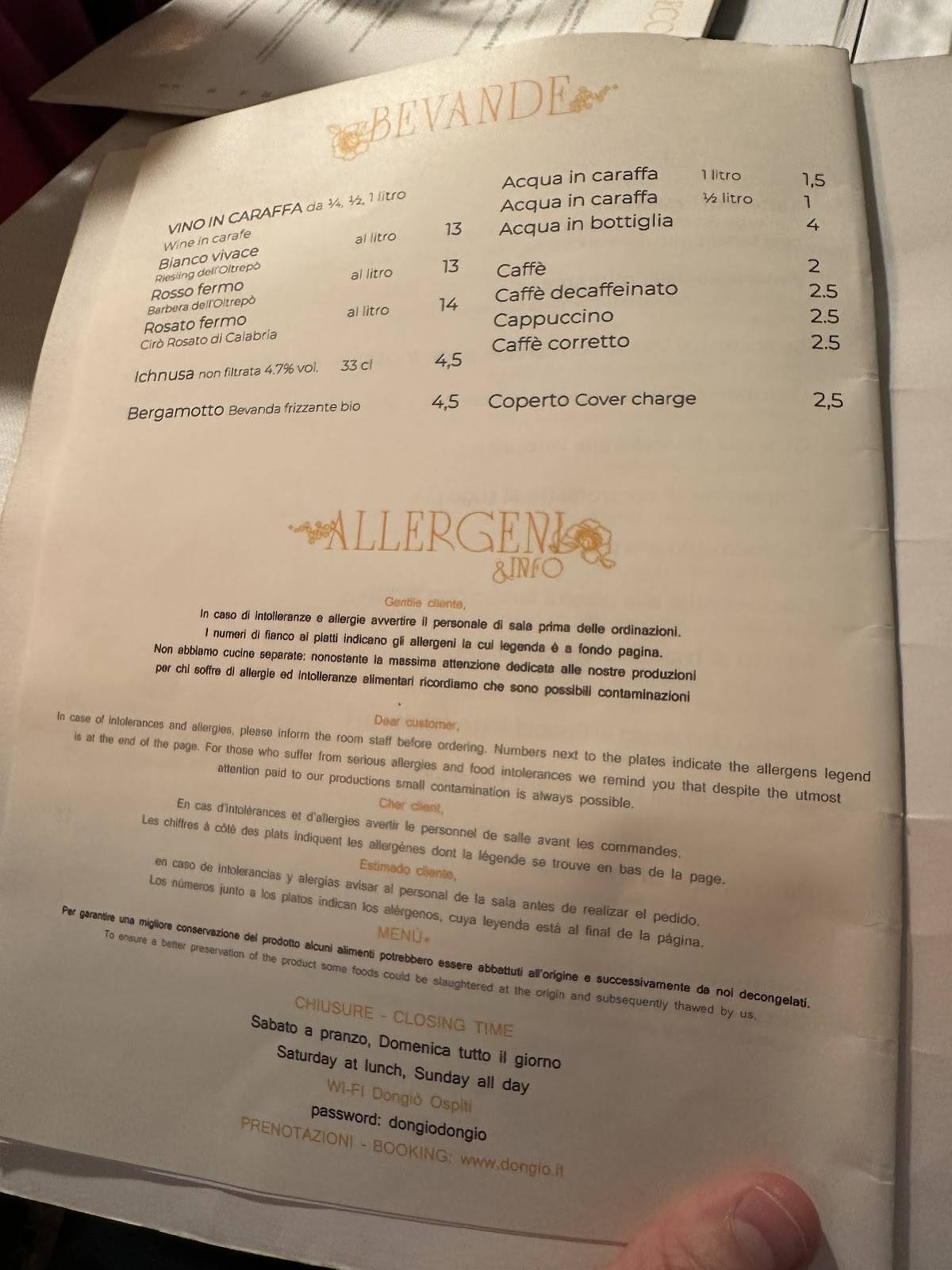 Menu di Dongiò 