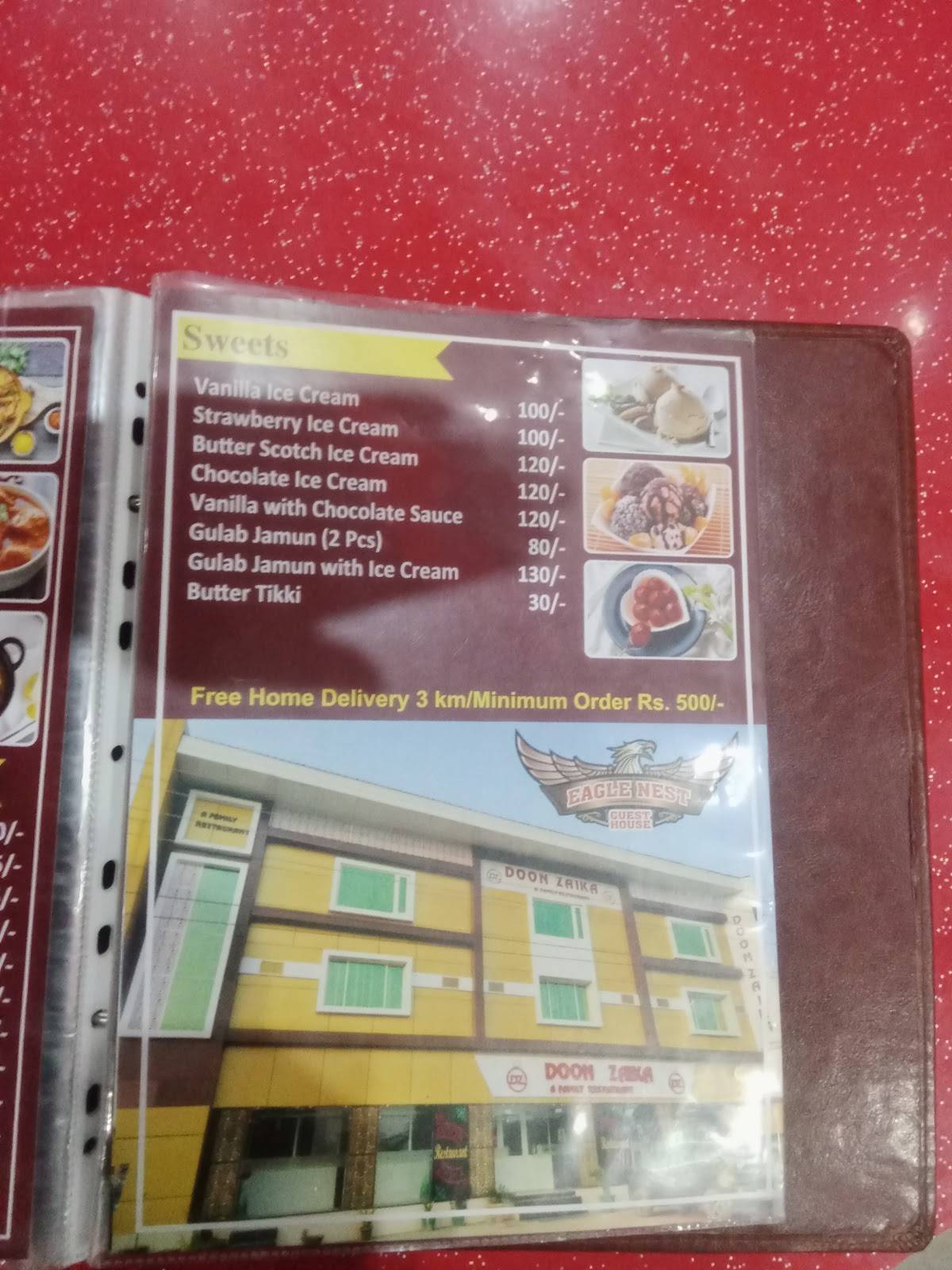 Doon Zaika Restaurant menu