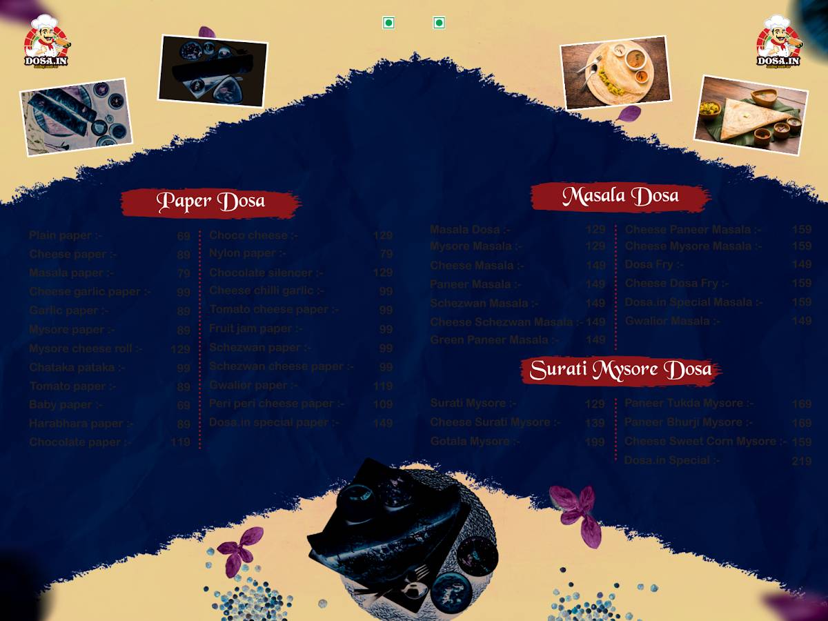 DOSA.IN - PATIDAR CHOWK menu