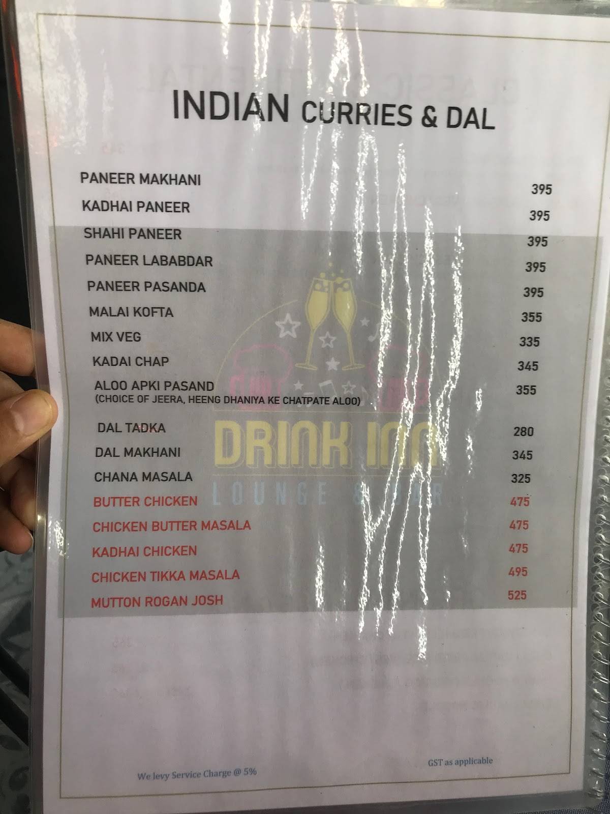 Drink Inn menu