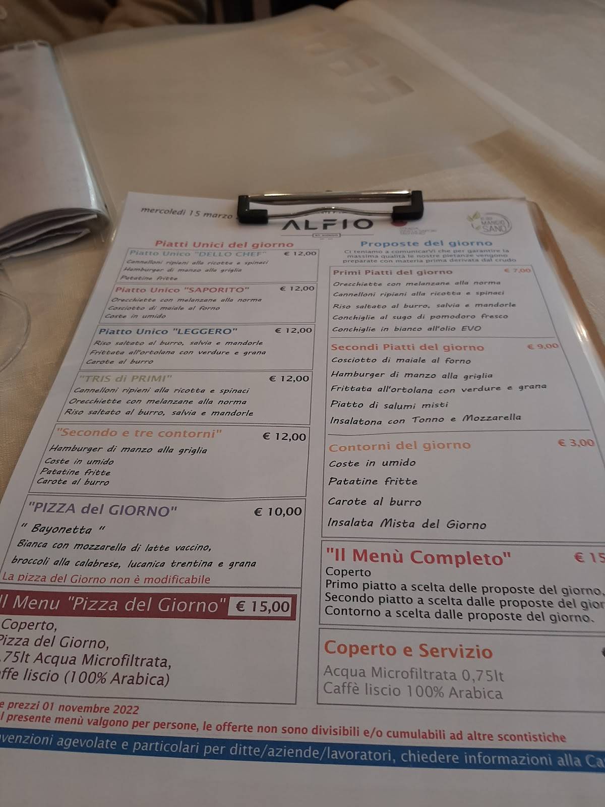 Menu di ALFIO Ristorante Pizzeria Bar 