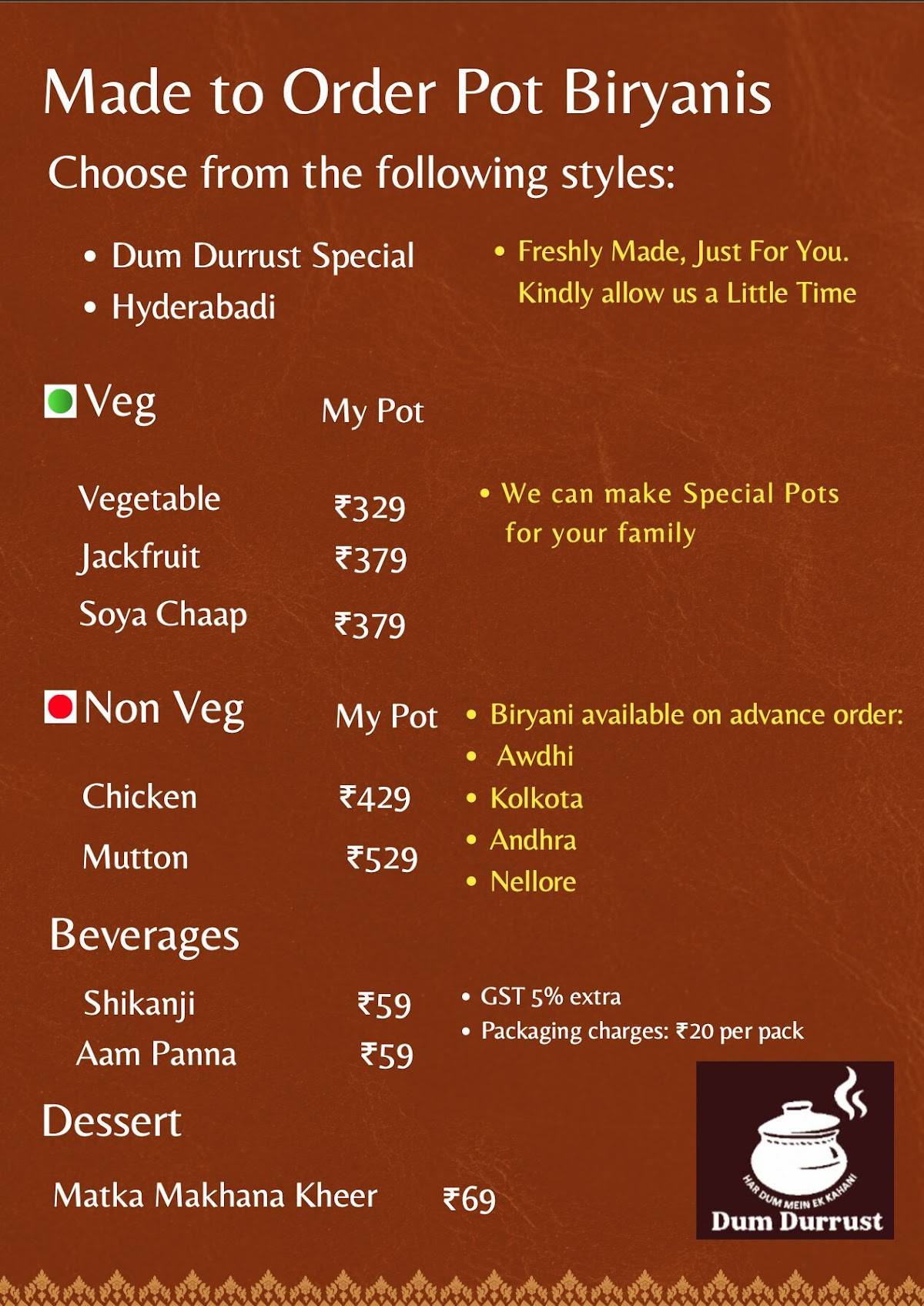 Dum Durrust menu