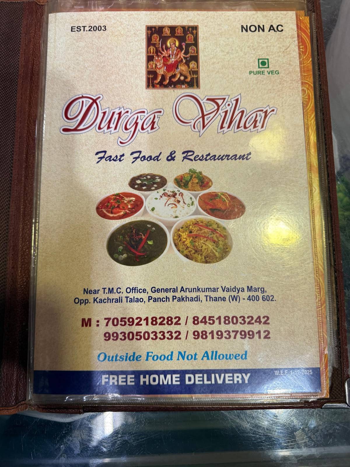 Durga Vihar Pure Veg menu