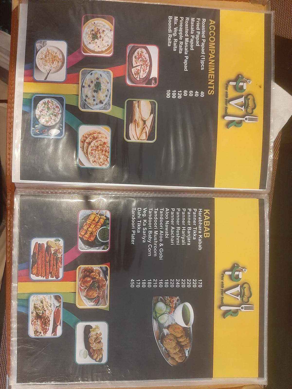 PVR Veg Restaurant menu