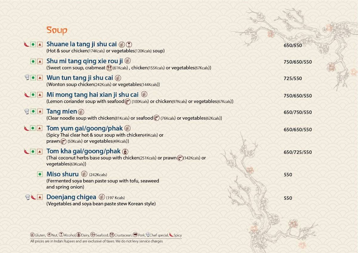 East Restaurant - Pan-Asian Rooftop menu