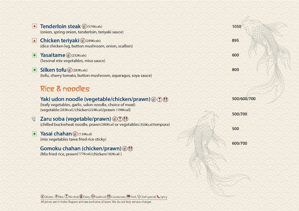 East Restaurant - Pan-Asian Rooftop menu