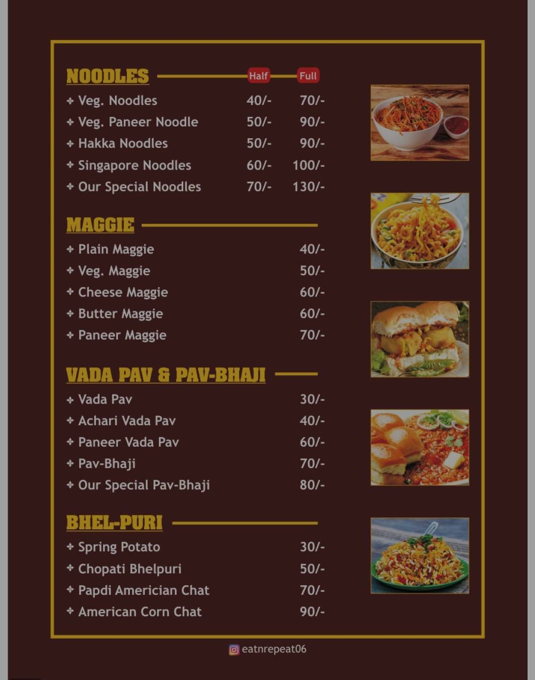 Eat And Repeat Cafe menu