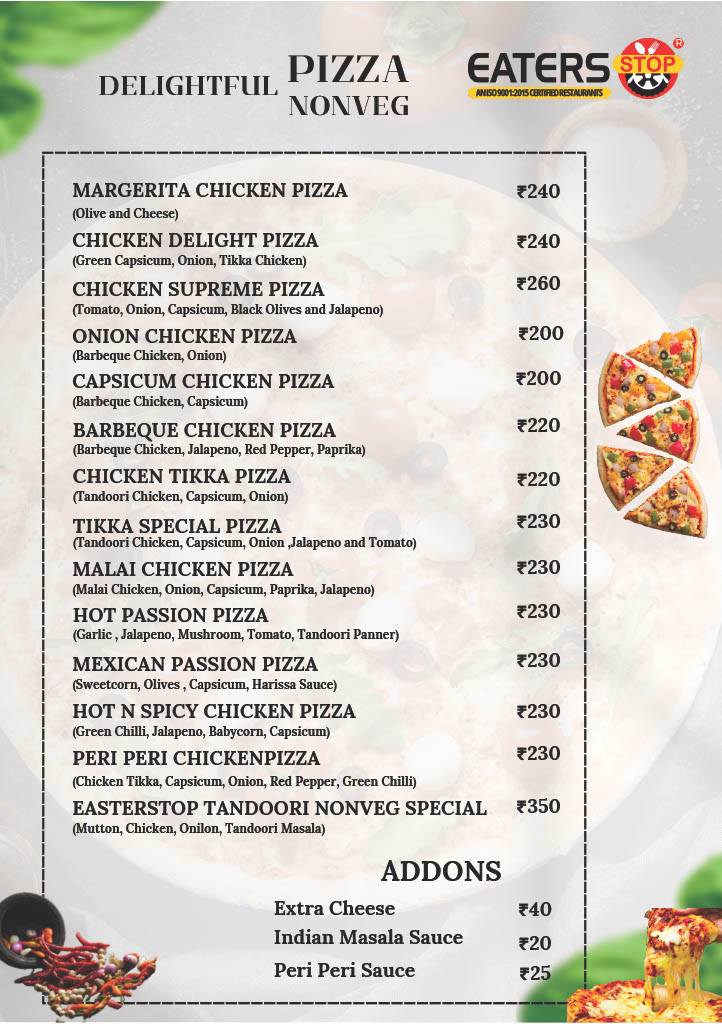Eaters Stop Restaurant menu