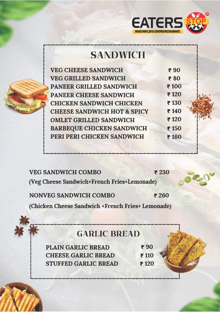 Eaters Stop Restaurant menu