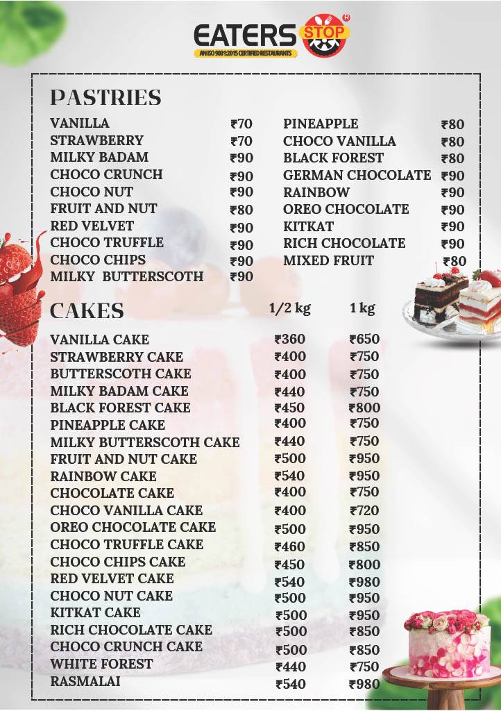 Eaters Stop Restaurant menu