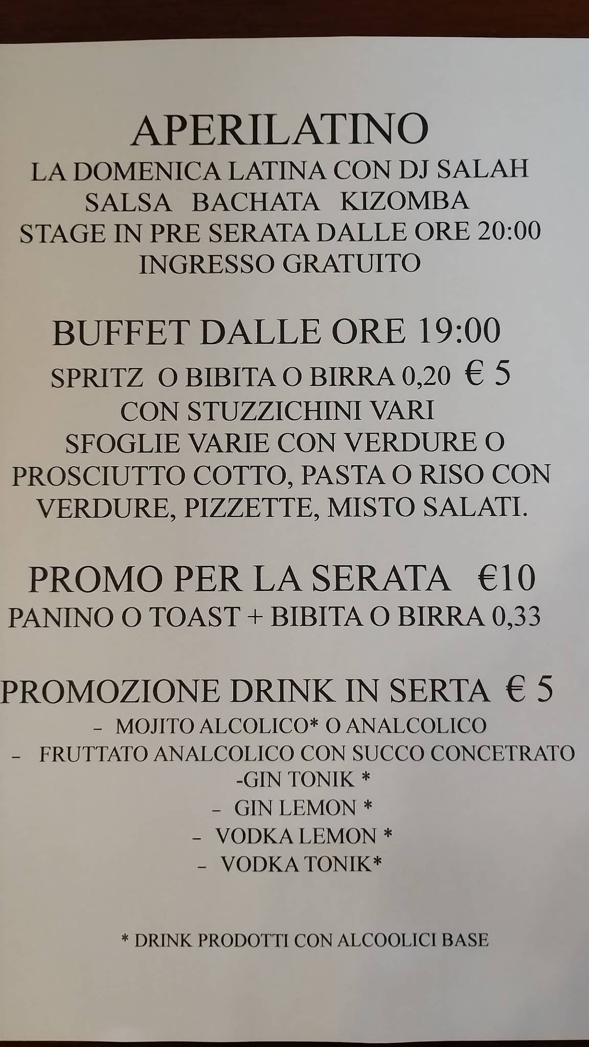 Menu di Eclipse Live cocktail bar 
