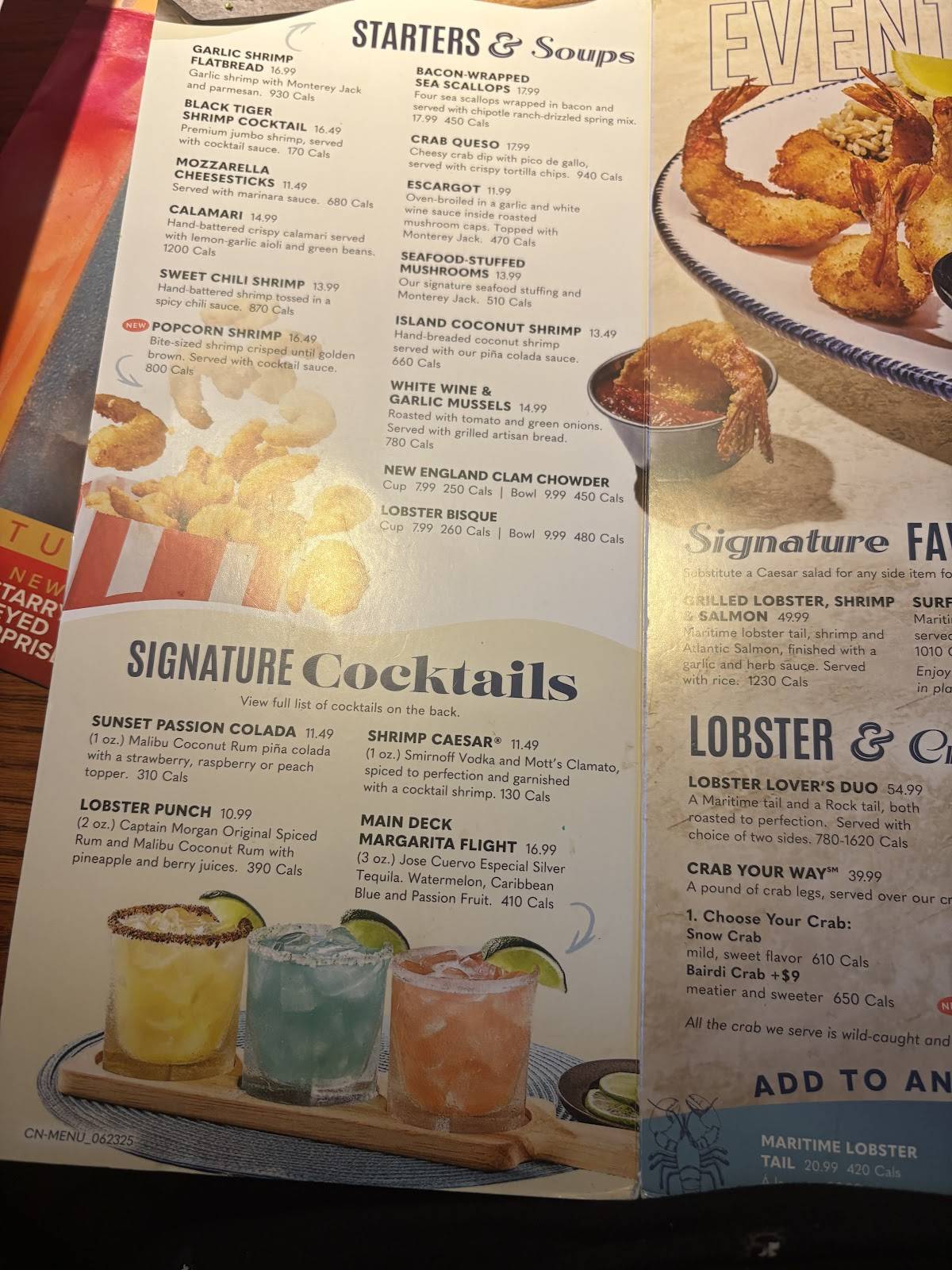 Menu de Red Lobster