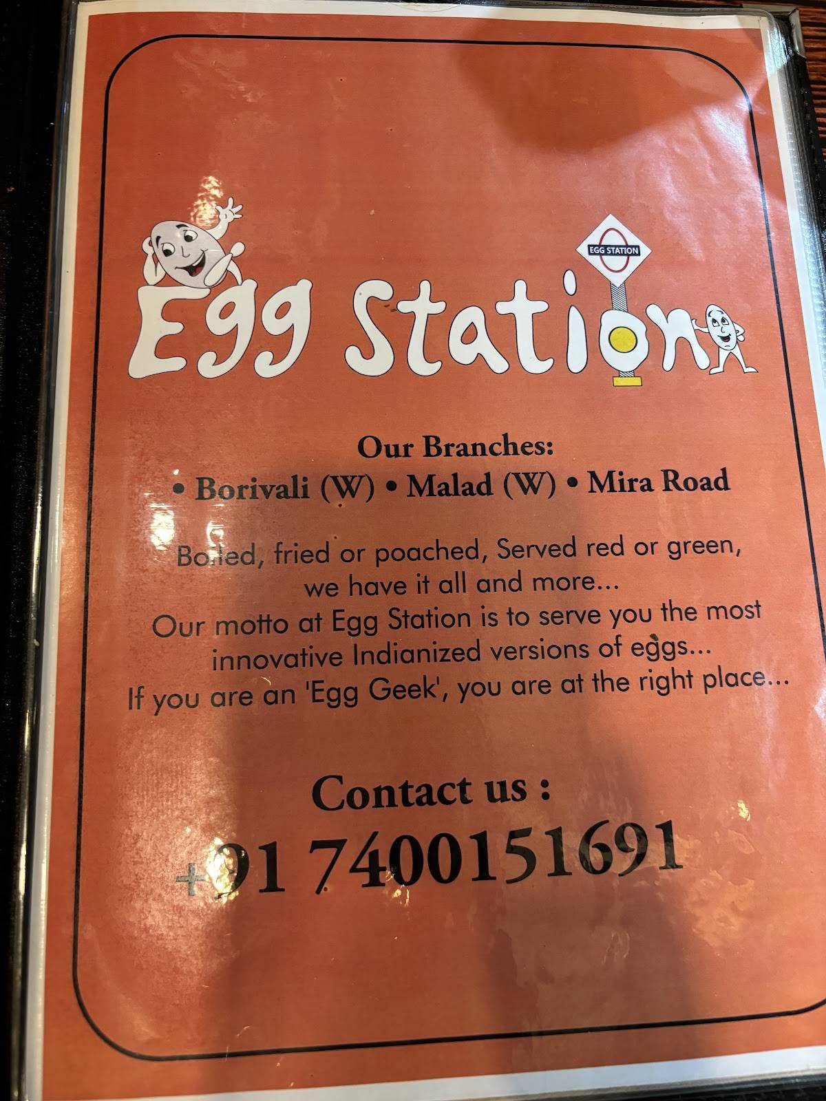 Egg Station menu