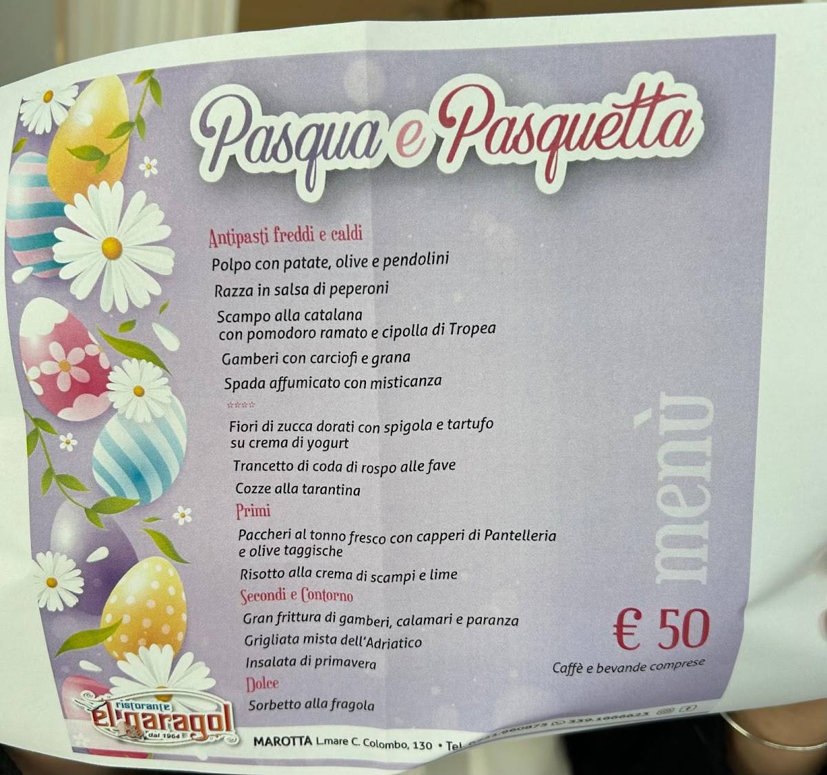 Menu di El Garagol 